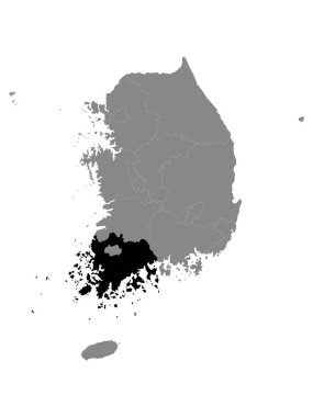 Güney Kore Eyaletinin Siyah Konum Haritası Güney Kore 'nin Gri Haritası içinde