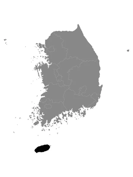 Mapa Ubicación Negro Corea Del Sur Provincia Autónoma Especial Jeju — Vector de stock