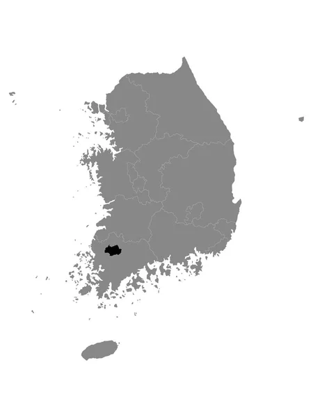 Black Location Map South Korean Metropolitan City Gwangju Grey Map — стоковий вектор