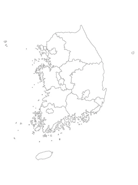 Weiße Flache Provinzen Und Sonderstädte Karte Des Asiatischen Landes Südkorea — Stockvektor