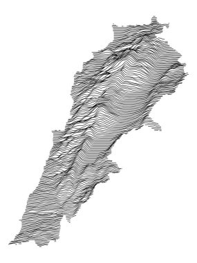 Orta Doğu Lübnan Ülkesi Siyah ve Beyaz 3D Topografi Konferansı