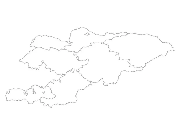 White Flat Regioner Och Specialstäder Karta Över Asiatiska Landet Kirgizistan — Stock vektor
