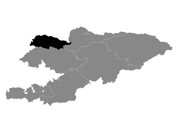 Mappa Nera Della Regione Talas Kirghizistan Con Mappa Grigia Kirghizistan — Vettoriale Stock