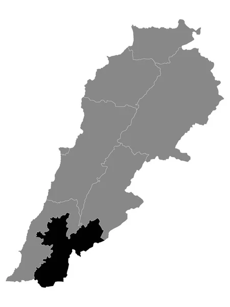 Mapa Negro Gobernación Libanesa Nabatieh Grey Mapa Del Líbano — Vector de stock