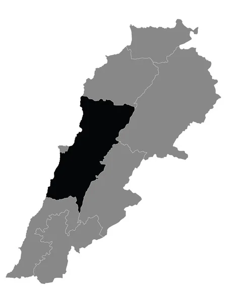 Карта Чернокожего Расположения Ливанской Губернии Горе Ливан Рамках Серой Карты — стоковый вектор