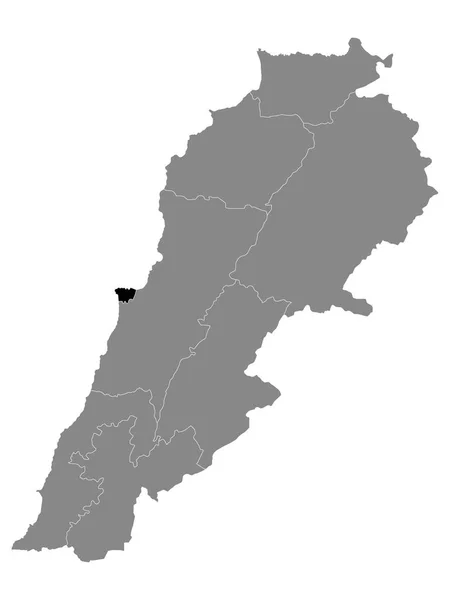 Mapa Negro Gobernación Libanesa Beirut Grey Mapa Del Líbano — Vector de stock