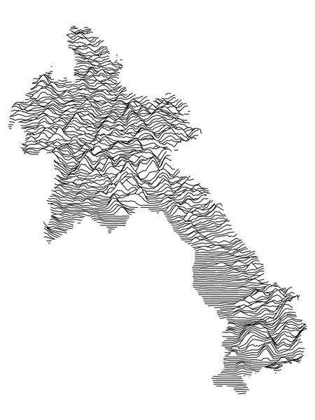 Topografía Contorno Blanco Negro Mapa Del País Asiático Laos — Vector de stock