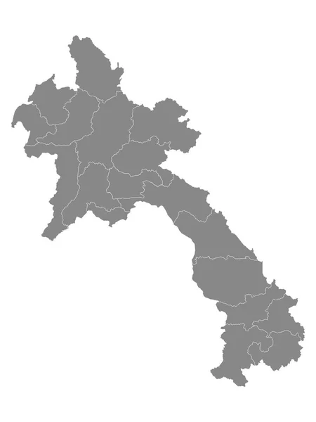 Grey Flat Provinces Karta Över Asiatiska Landet Laos — Stock vektor