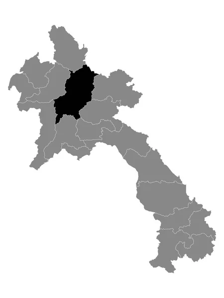 Czarna Mapa Lokalizacji Laotańskiej Prowincji Luang Prabang Szarej Mapa Laosu — Wektor stockowy