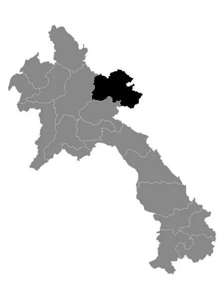 Карта Чёрного Расположения Провинции Хуафань Серой Карте Лаоса — стоковый вектор