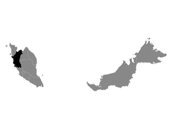 Mapa Ubicación Negro Del Estado Malayo Perak Dentro Grey Mapa — Vector de stock