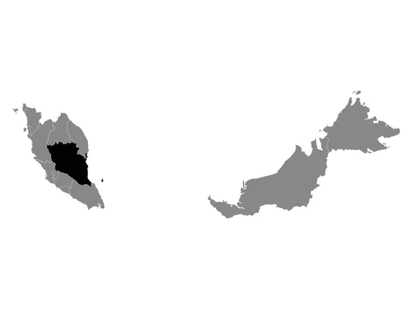 Mapa Ubicación Negro Del Estado Malayo Pahang Dentro Grey Mapa — Vector de stock