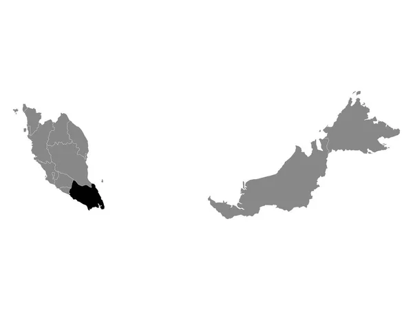 Black Location Χάρτης Της Μαλαισίας State Johor Grey Map Malaysia — Διανυσματικό Αρχείο