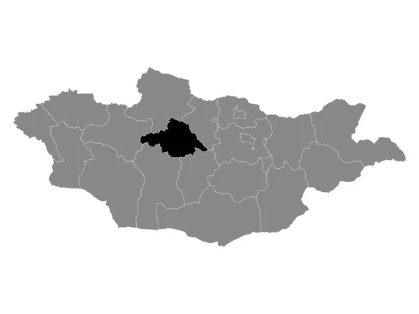 Карта Черного Расположения Монгольской Провинции Архангай Рамках Серой Карты Монголии — стоковый вектор