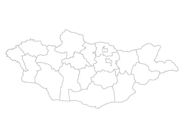 Províncias Planas Brancas Mapa País Asiático Mongólia — Vetor de Stock