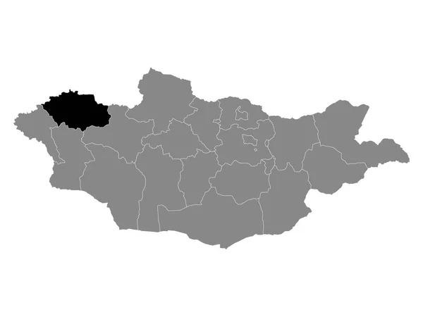 モンゴル国Uvsの黒い場所モンゴル国の灰色の地図 — ストックベクタ