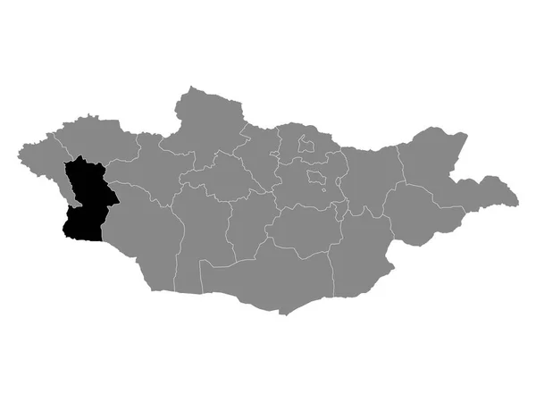 Mapa Localização Província Mongol Khovd Dentro Cinza Mapa Mongólia —  Vetores de Stock