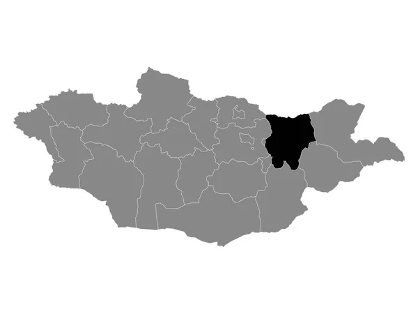 Černá Mapa Lokality Mongolské Provincie Khentii Rámci Šedé Mapy Mongolska — Stockový vektor
