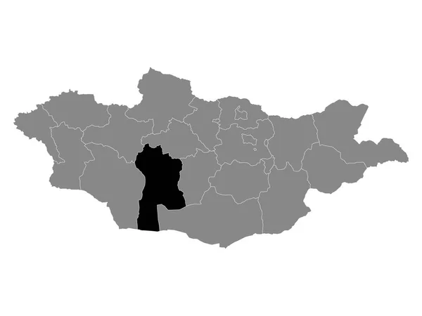 モンゴルの灰色の地図の中のバヤンホニョール県の黒い場所 — ストックベクタ
