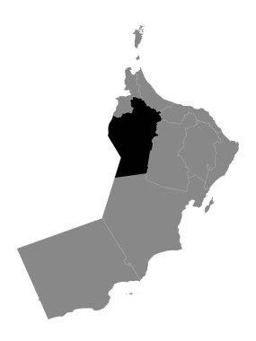 Umman 'ın Gri Haritası İçindeki Kara Konum Omani Valiliği Ad Dhahirah