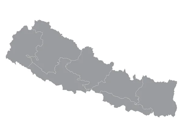 Grey Flat Provincias Mapa Del País Asiático Nepal — Vector de stock