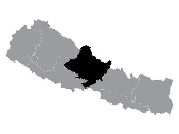 Mappa Nera Della Provincia Nepalese Gandaki Pradesh All Interno Della — Vettoriale Stock