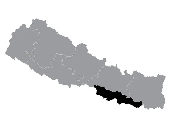 Nepali Eyaleti Siyah Konum Haritası Nepal Gri Haritası Içinde — Stok Vektör