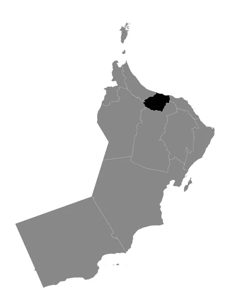 Mapa Ubicación Negro Gobernación Omaní Batinah Sur Dentro Grey Mapa — Archivo Imágenes Vectoriales