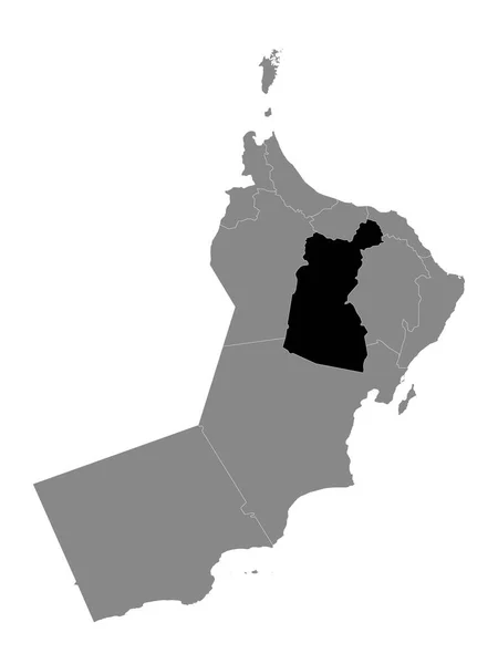 Black Location Map Omani Governorate Dakhiliyah Grey Map Oman — 스톡 벡터