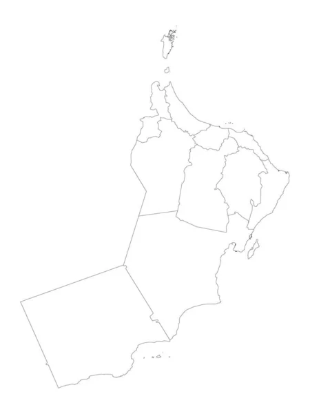 Карта Азиатской Страны Оман Белые Плоские Провинции — стоковый вектор