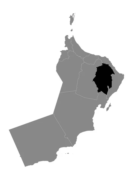 Černá Mapa Lokality Ománského Gubernátora Ash Sharqiyah North Rámci Šedé — Stockový vektor