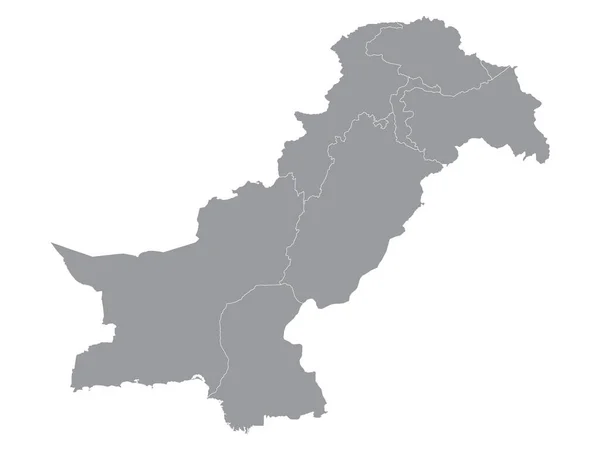 Grey Flat Provincias Regiones Mapa Del País Asiático Pakistán Incl — Vector de stock