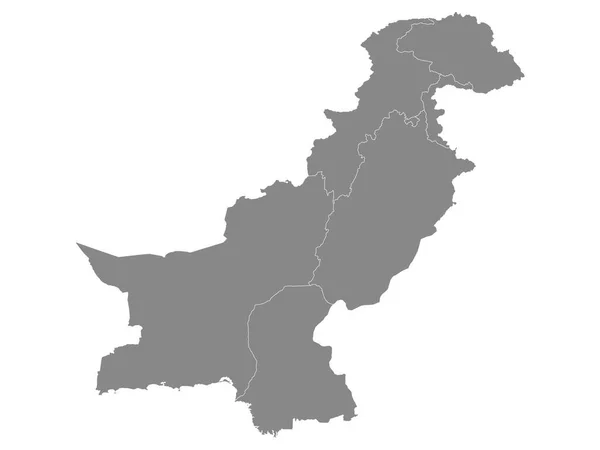 Grey Flat Provinser Och Regioner Karta Över Asiatiska Landet Pakistan — Stock vektor