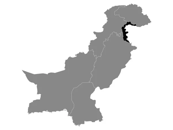 Svart Plats Karta Över Den Pakistanska Regionen Azad Kashmir Inom — Stock vektor