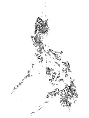 Asya 'nın Filipinler Ülkesi Siyah ve Beyaz 3D Topografi Konferansı