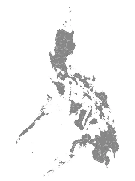 Grey Flat Provinces Regions Mapa Ásia País Filipinas — Vetor de Stock