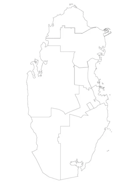 White Flat Municipalities Mappa Asian Country Qatar — Vettoriale Stock