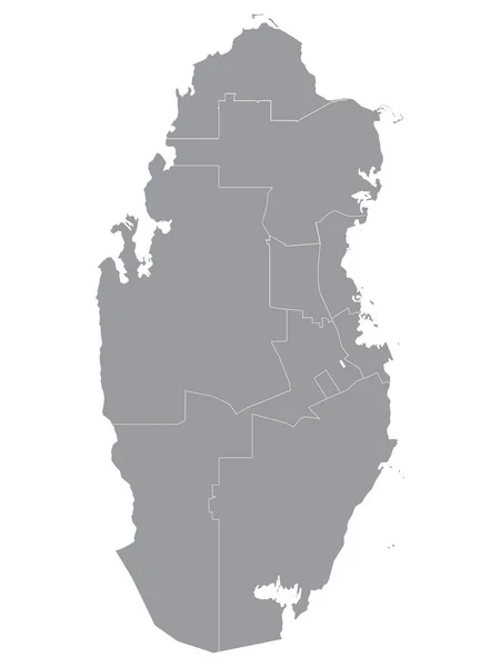 Grey Flat Municipalities Map Asian Country Qatar — 스톡 벡터