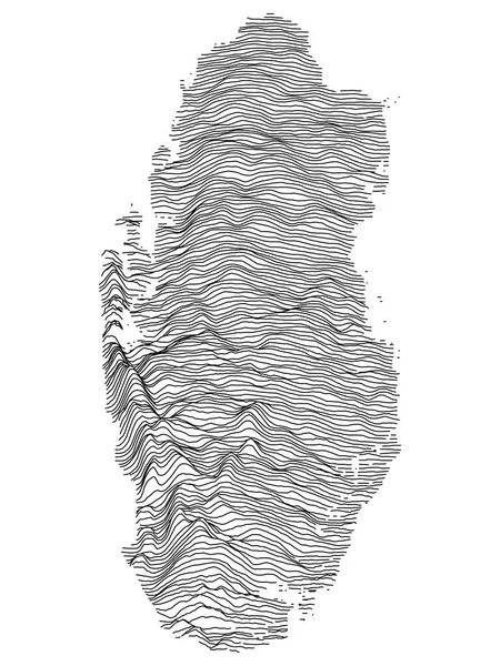 Preto Branco Contour Topografia Mapa Ásia País Qatar —  Vetores de Stock