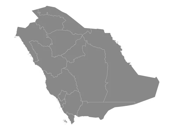 Regiones Planas Grises Mapa Del País Oriente Medio Arabia Saudita — Vector de stock