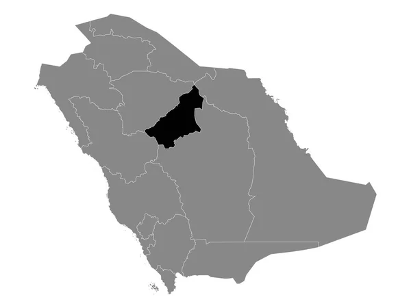 Černá Mapa Lokality Saúdskoarabského Regionu Kásim Rámci Šedé Mapy Saúdské — Stockový vektor