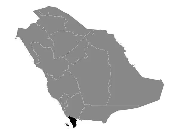 Czarna Mapa Lokalizacji Arabii Saudyjskiej Region Jazan Szarej Mapa Arabii — Wektor stockowy