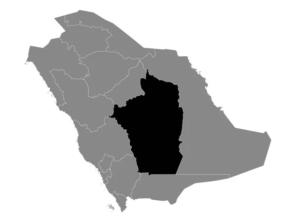 Mapa Negro Región Riad Arabia Saudita Grey Mapa Arabia Saudita — Vector de stock
