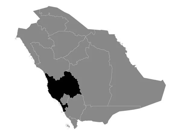 Czarna Mapa Lokalizacji Arabii Saudyjskiej Region Mekki Szarej Mapa Arabii — Wektor stockowy