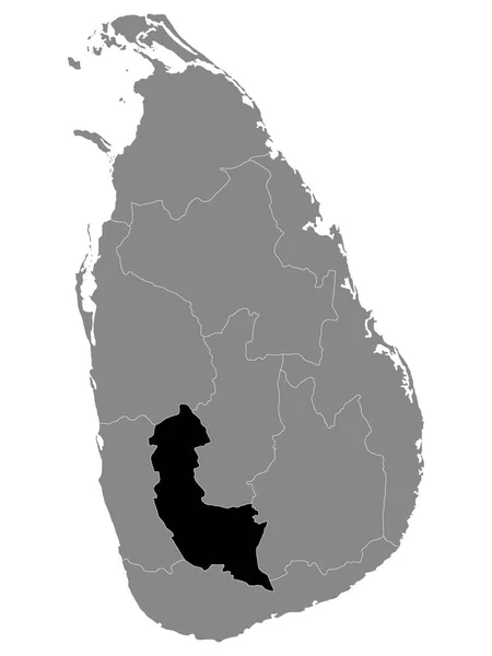 Czarna Mapa Lokalizacji Sri Lanki Prowincja Sabaragamuwa Szarej Mapa Sri — Wektor stockowy