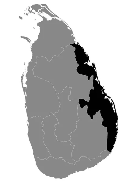 Mapa Negro Sri Lanka Provincia Del Este Grey Mapa Sri — Archivo Imágenes Vectoriales