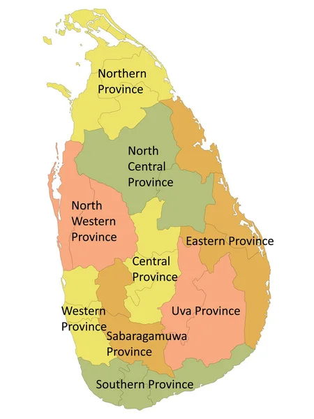 Carte Des Provinces Districts Plats Couleur Pastel Pays Asiatique Sri — Image vectorielle