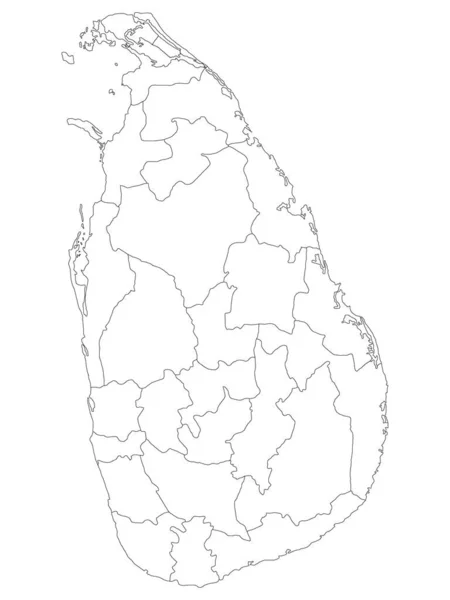 Fehér Lapos Tartományok Kerületek Térkép Ázsiai Ország Srí Lanka — Stock Vector