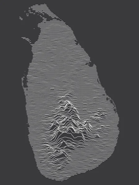 Carte Topographique Contour Noir Blanc Foncé Pays Asiatique Sri Lanka — Image vectorielle