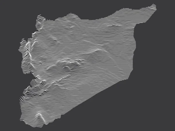 Dark Black White Contour Topography Map Middle East Country Syria — стоковый вектор